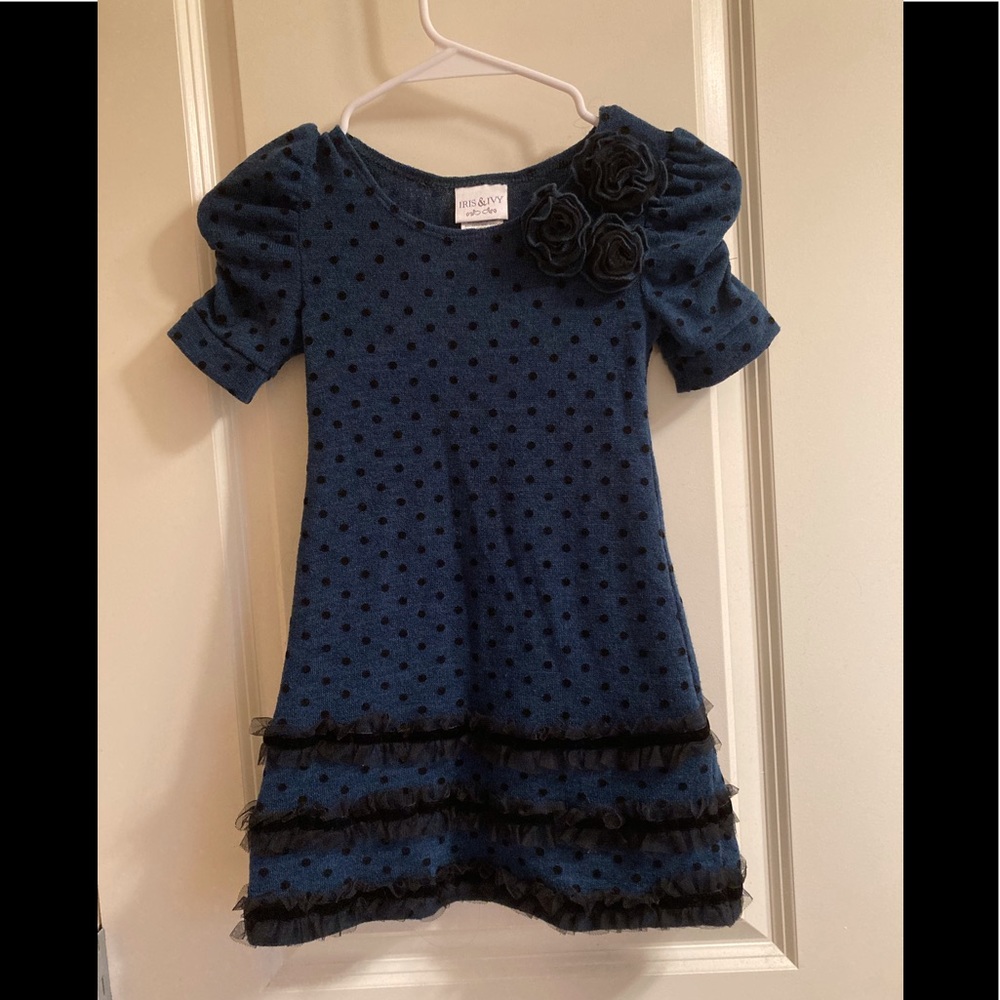 Iris & Ivy Girls Green Polka Dot Dress - size 6